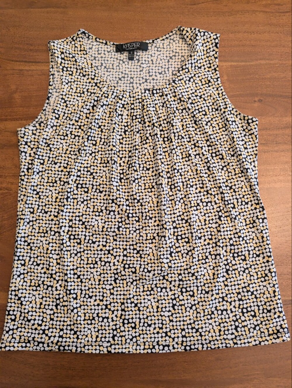 Kasper Black, Cream & Yellow Patterned Top Women's Size Small